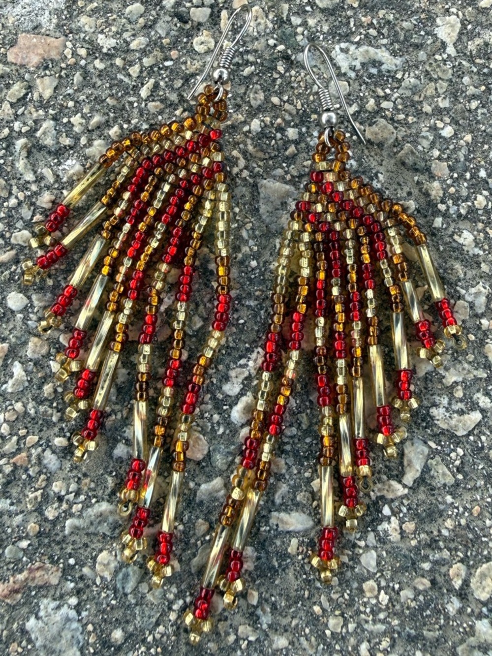 Bundle 3 for 50% off 1980s Gold & Red Beaded Earrings
